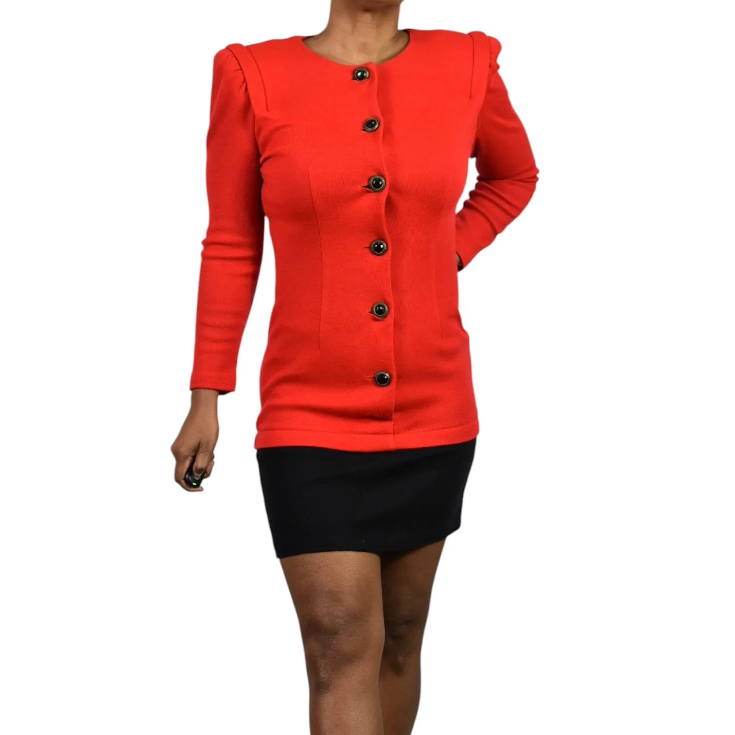 Vintage All That Jazz Blazer Dress Red Twofer Shoulder Pads Mini Bodycon Buttons 90s Small 4