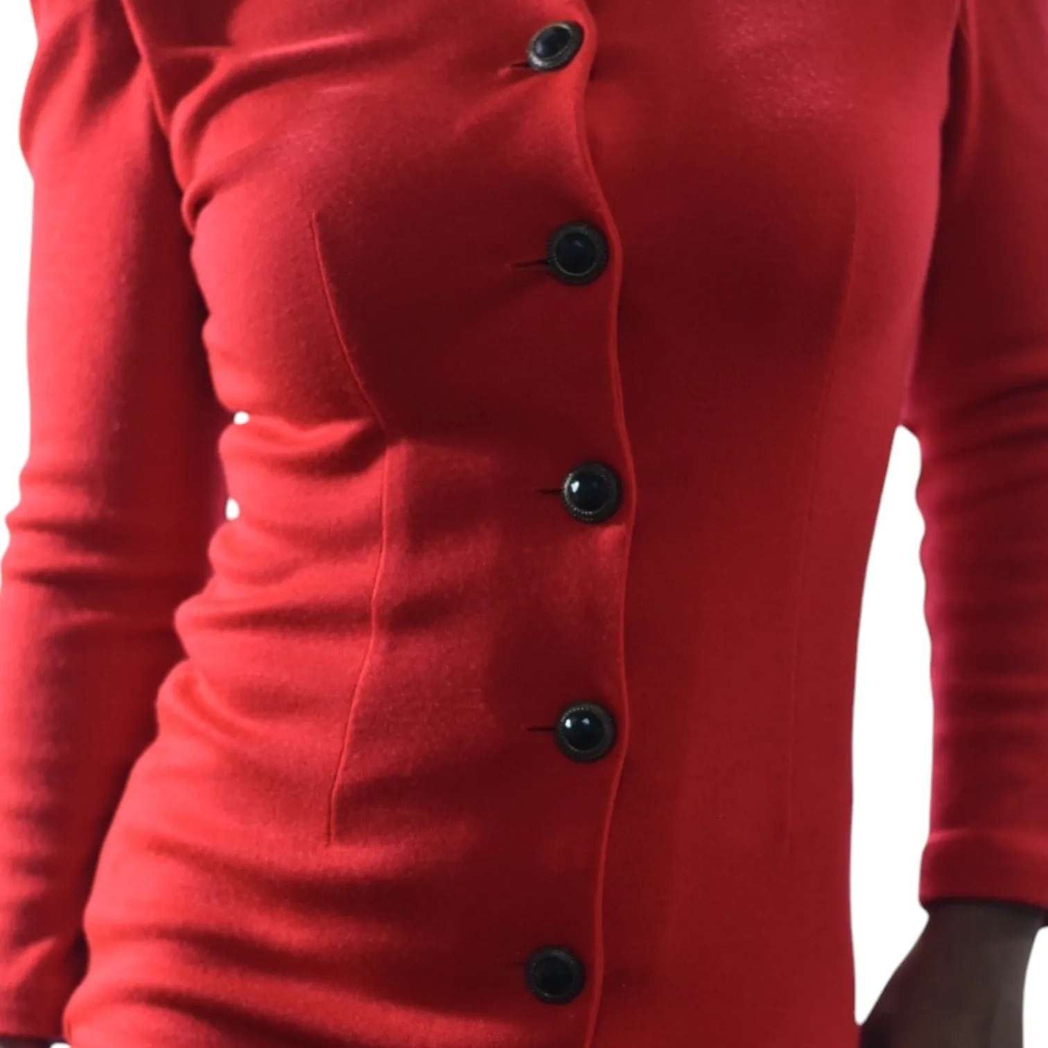 Vintage All That Jazz Blazer Dress Red Twofer Shoulder Pads Mini Bodycon Buttons 90s Small 4