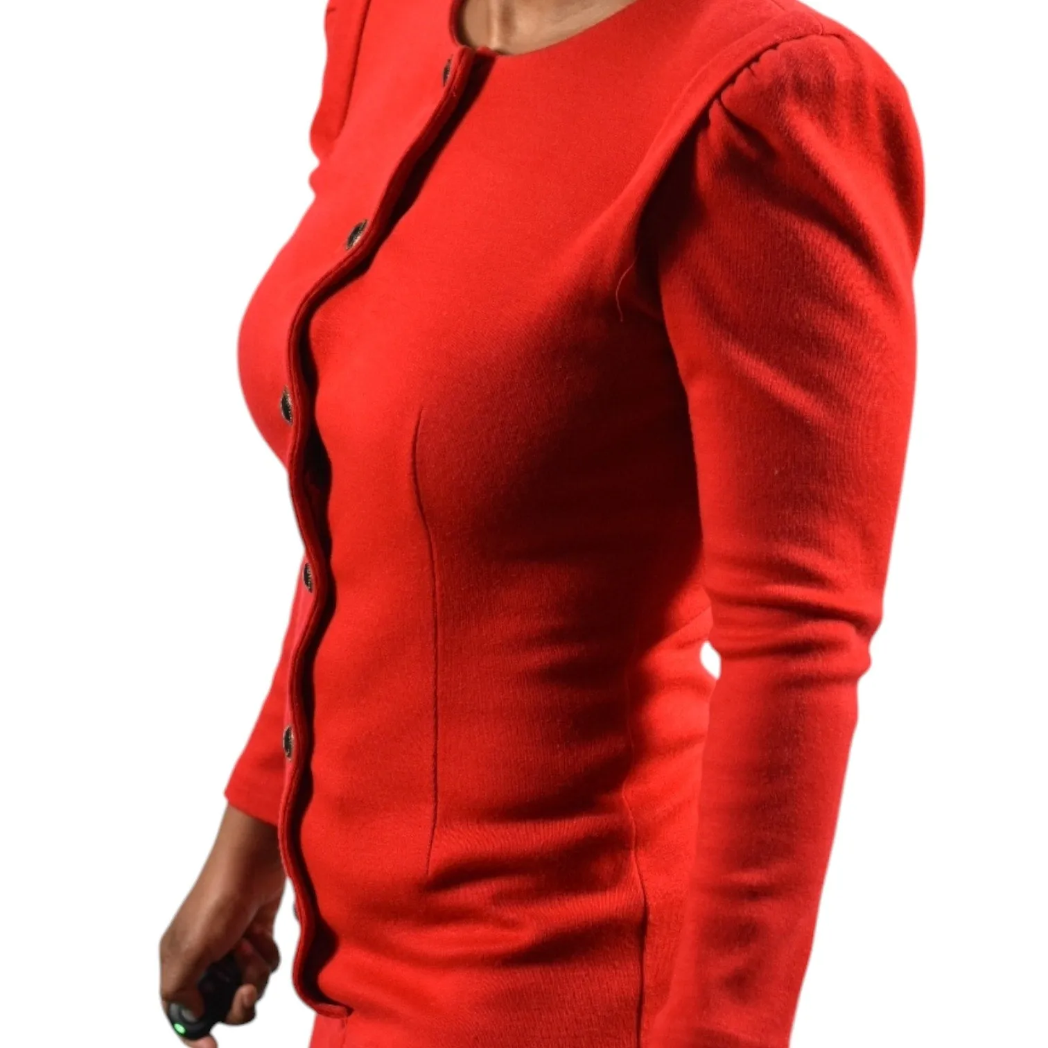 Vintage All That Jazz Blazer Dress Red Twofer Shoulder Pads Mini Bodycon Buttons 90s Small 4