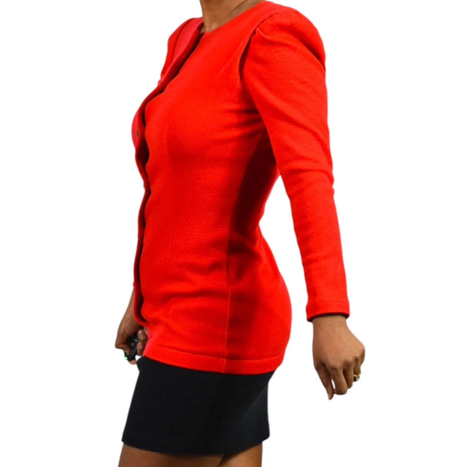 Vintage All That Jazz Blazer Dress Red Twofer Shoulder Pads Mini Bodycon Buttons 90s Small 4