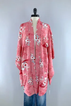 Vintage Pink Floral Kimono Cardigan
