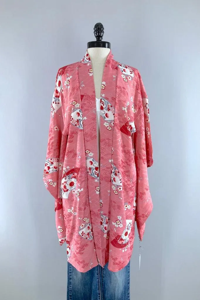 Vintage Pink Floral Kimono Cardigan