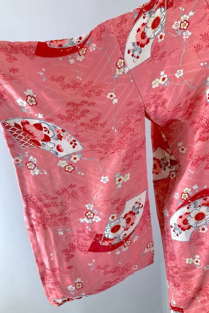 Vintage Pink Floral Kimono Cardigan