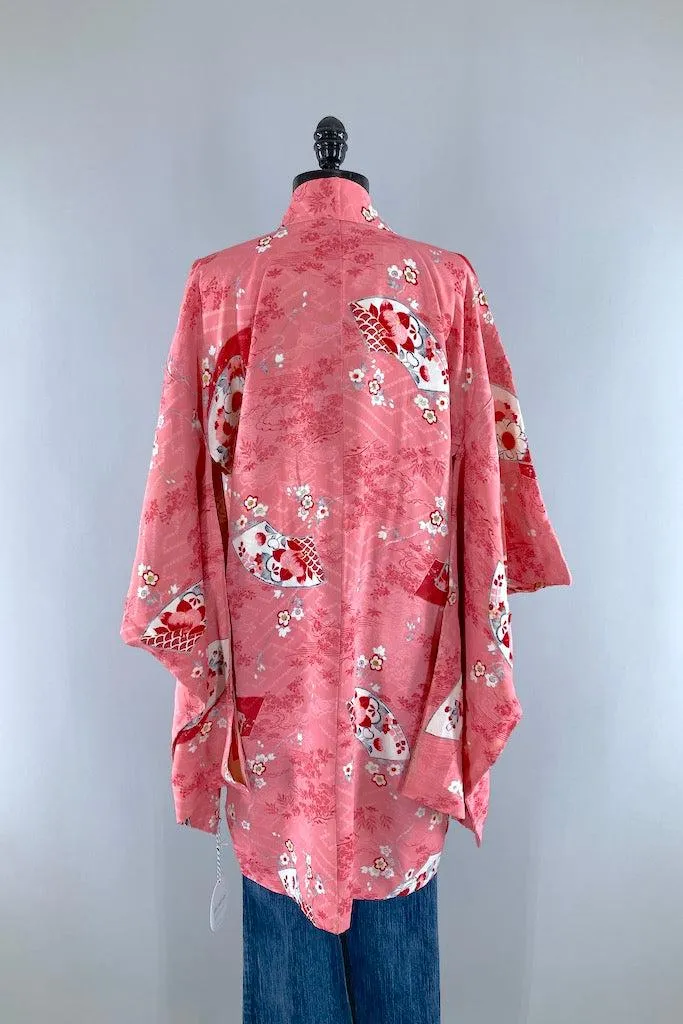 Vintage Pink Floral Kimono Cardigan