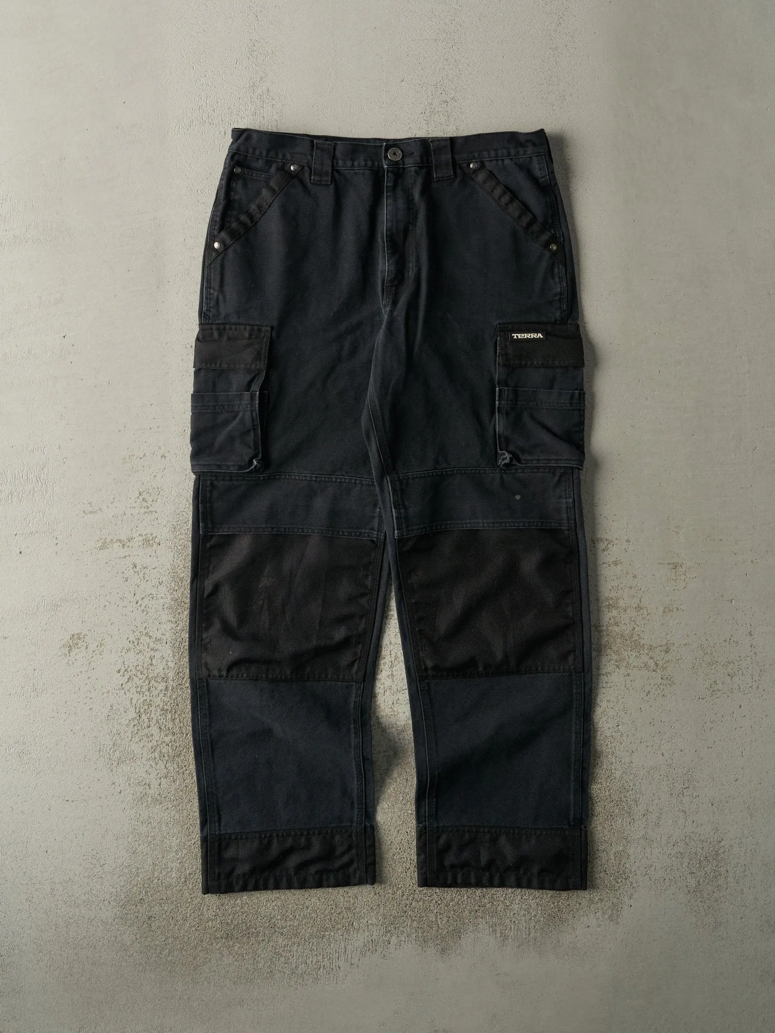 Vintage Y2K Black Terra Double Knee Cargo Work Pants (36x31)