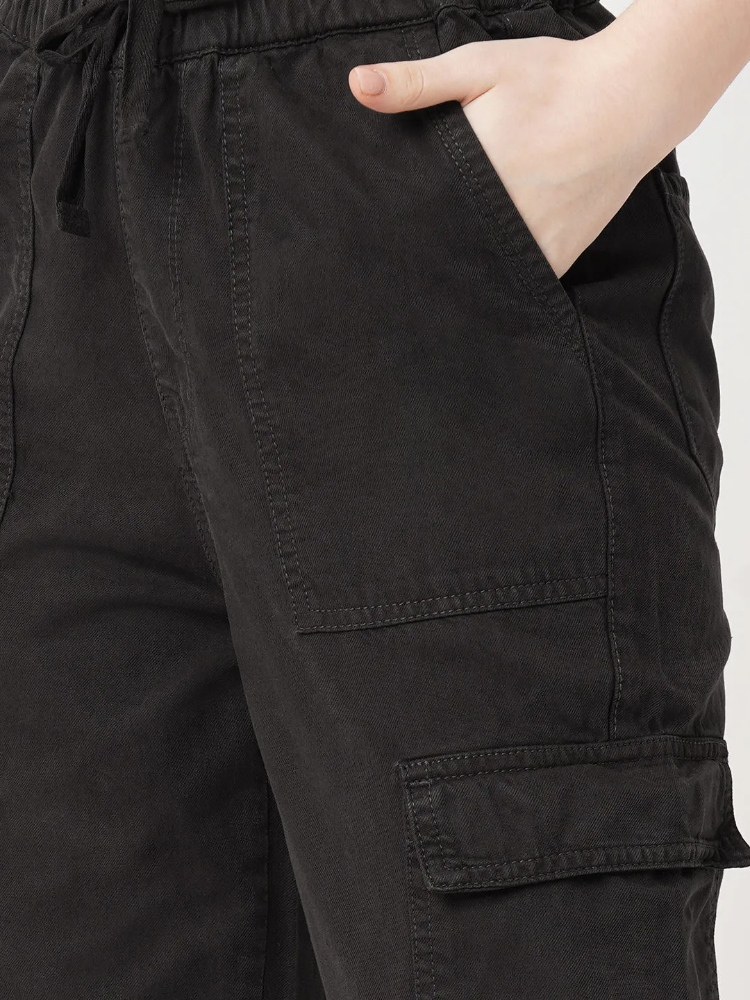 Women Charcoal High-Rise Cargo