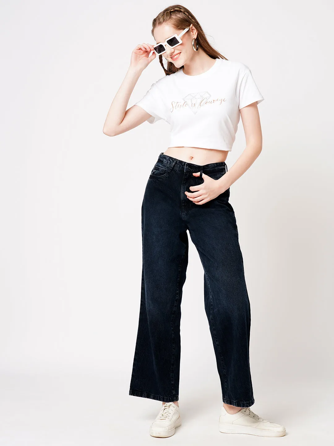 Women High-Rise Wide Leg Jeans