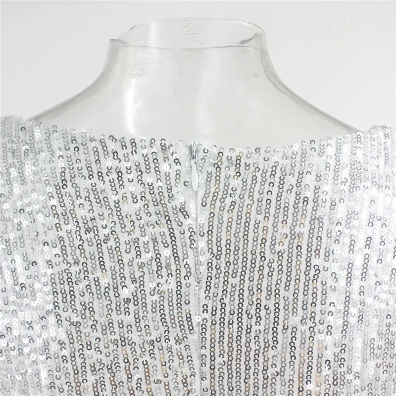 Women's Autumn Sequin High-Waist V-Neck Sheath Dress