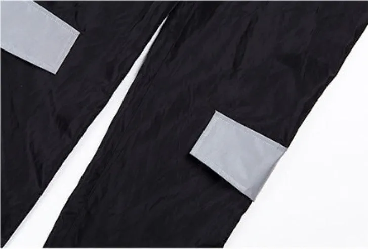 Women's Autumn/Winter Patchwork High Waist Cargo Pants With Reflective Inserts