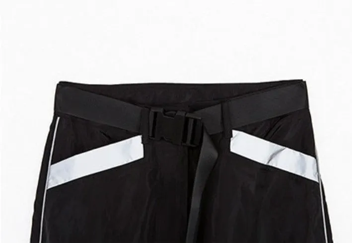 Women's Autumn/Winter Patchwork High Waist Cargo Pants With Reflective Inserts