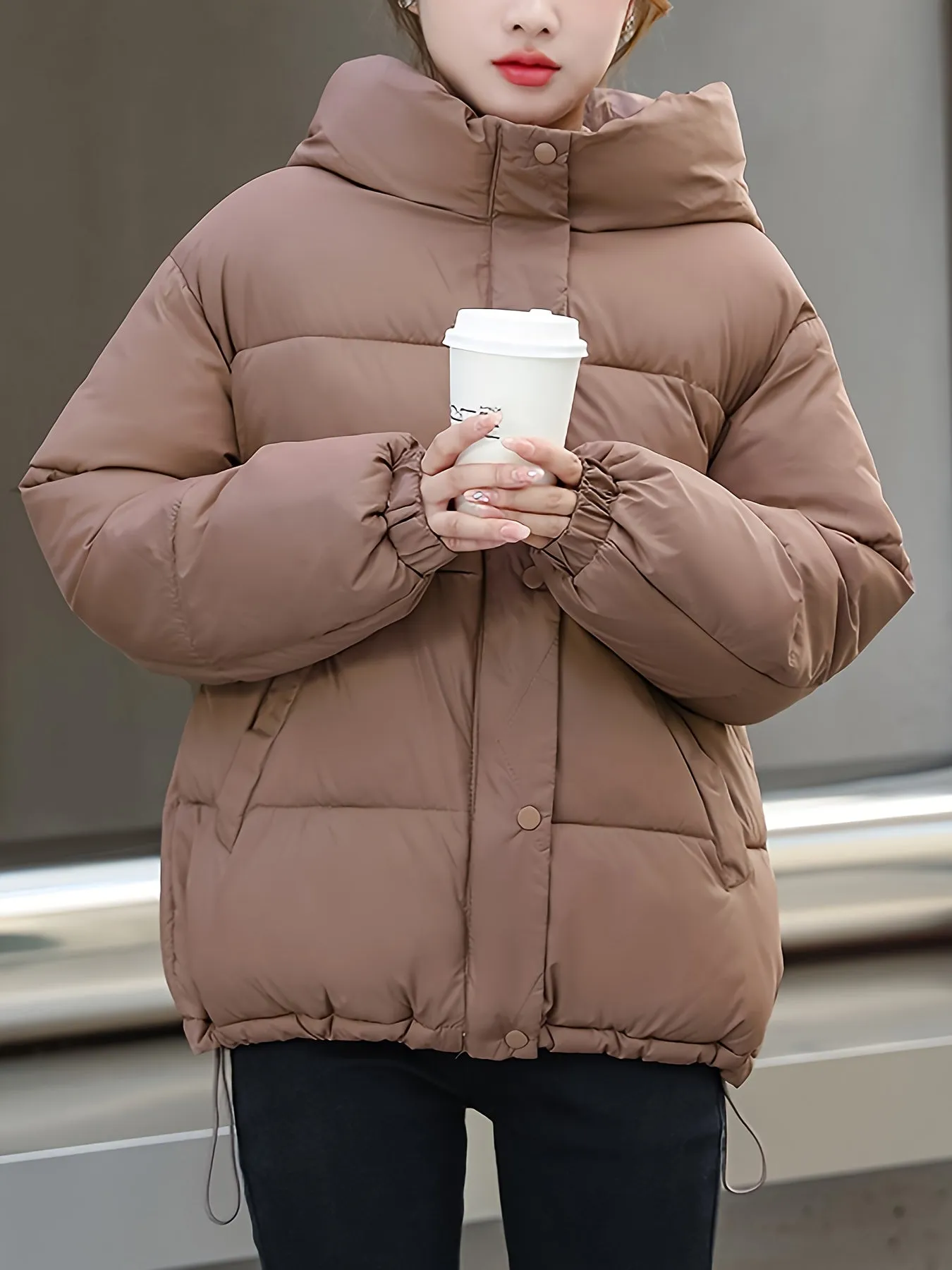 Women's Casual Puffy Winter Coat with Padding and Zipper | Perfect for Everyday Wear