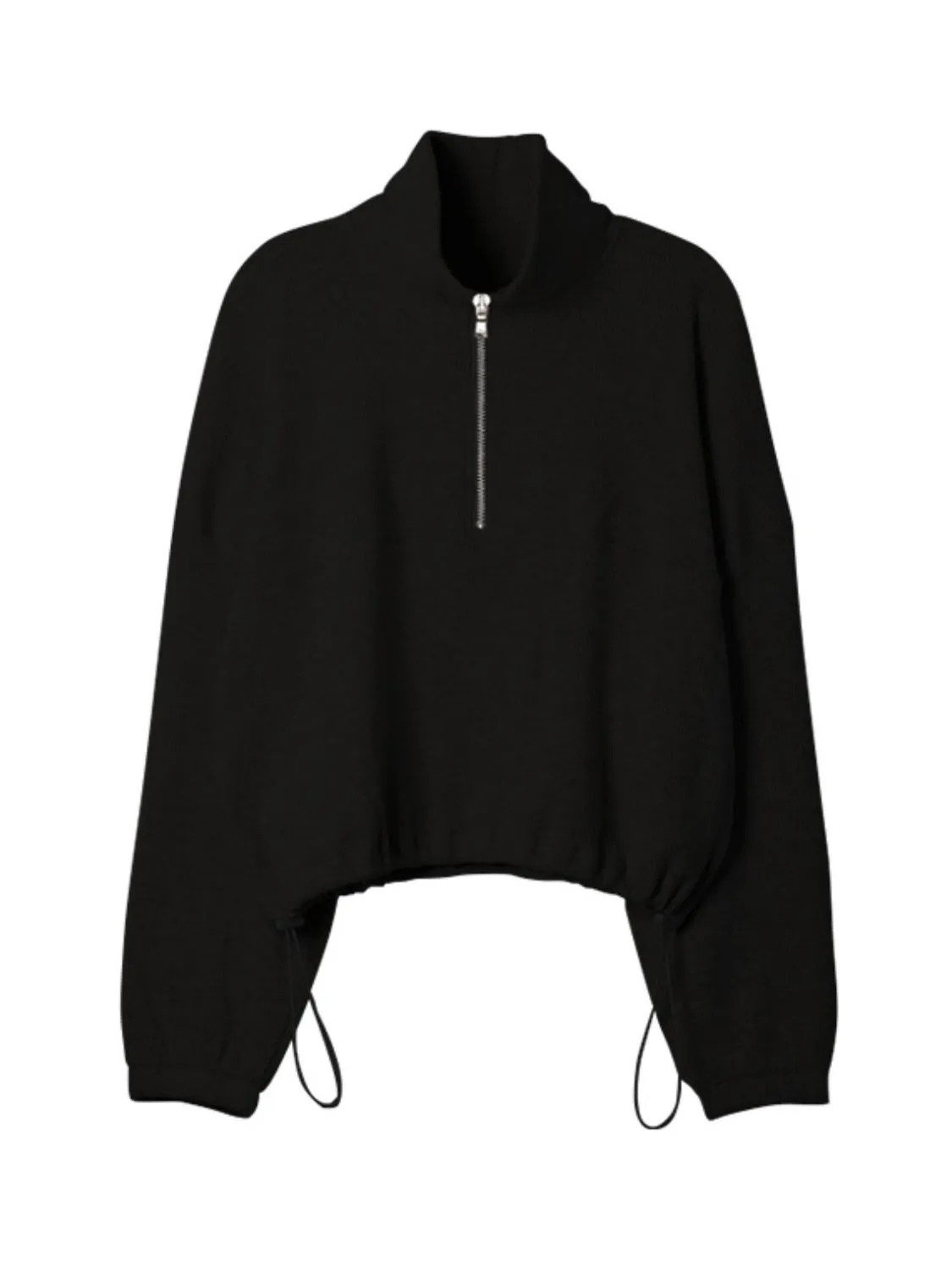 Women's Digi Knit Drawstring Waist Half Zip Relaxed Turtleneck Long Sleeve Sweater