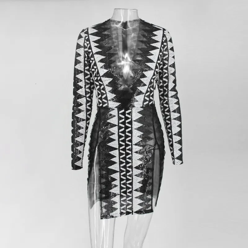 Women's Spring Sequin Sheath V-Neck Mini Dress
