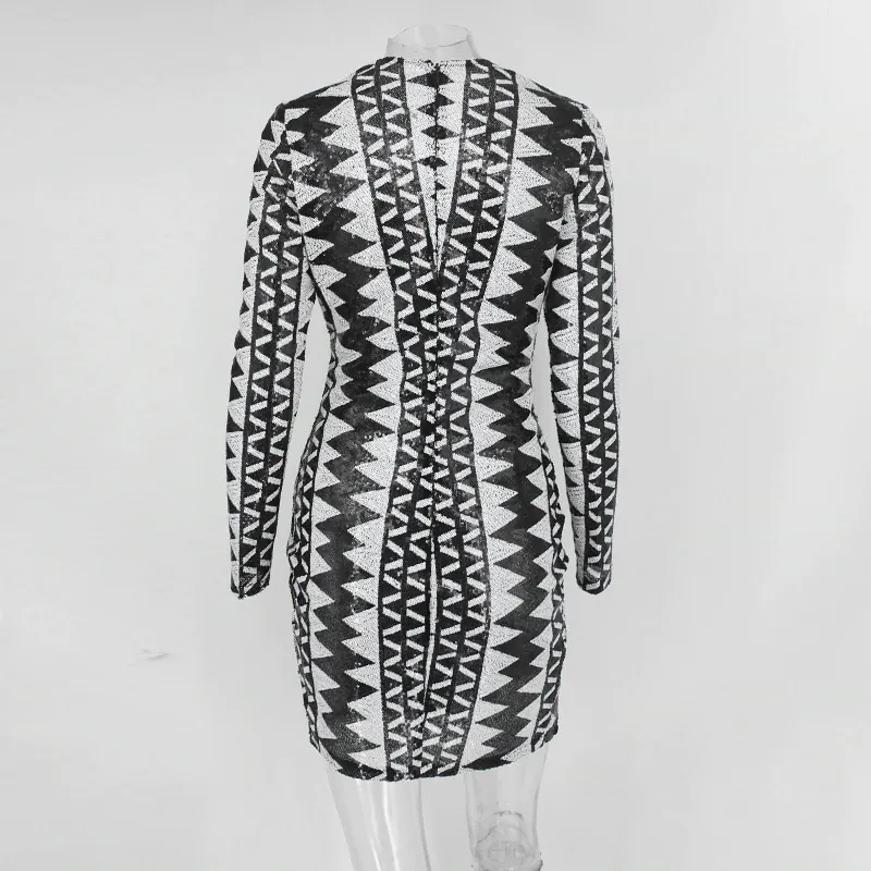 Women's Spring Sequin Sheath V-Neck Mini Dress