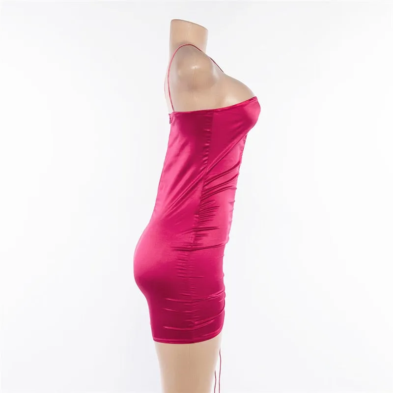 Women's Spring/Summer Strapless Sheath Mini Dress With Drawstring