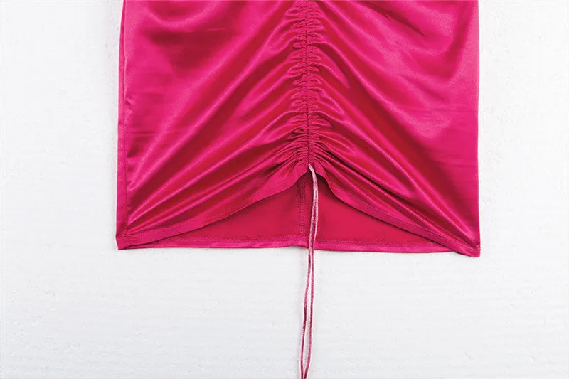 Women's Spring/Summer Strapless Sheath Mini Dress With Drawstring