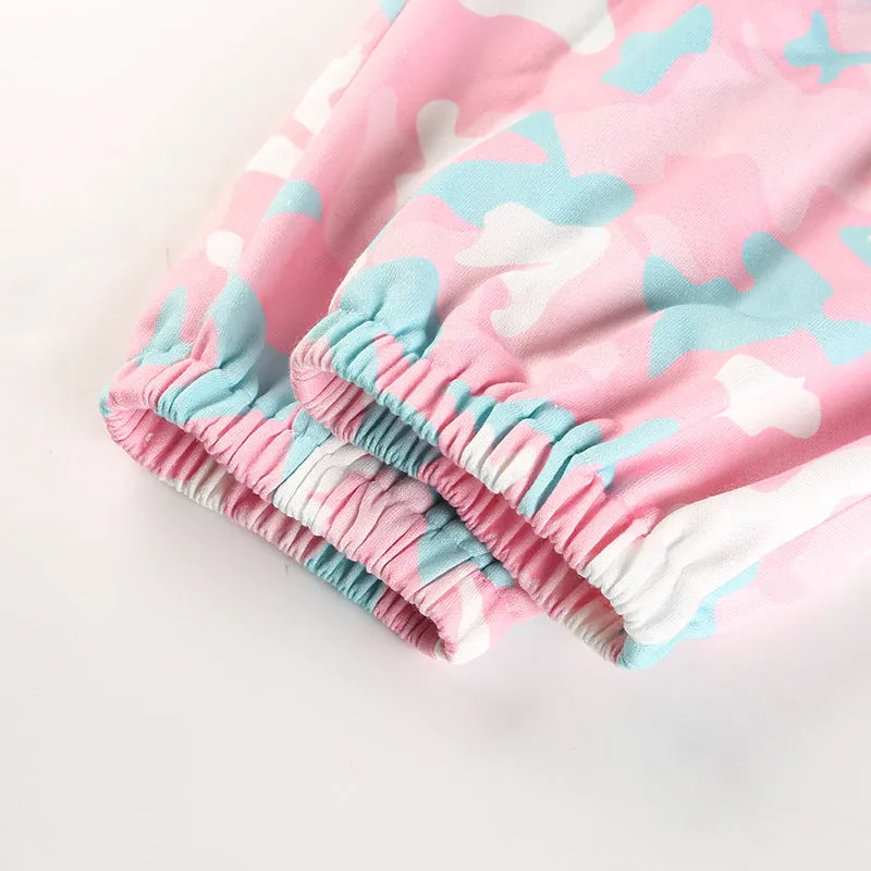 Women's Summer Joggers With Pink Camouflage Print